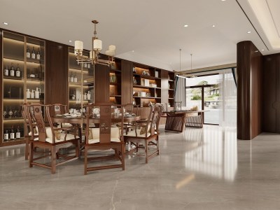 新中式餐厅3D模型下载